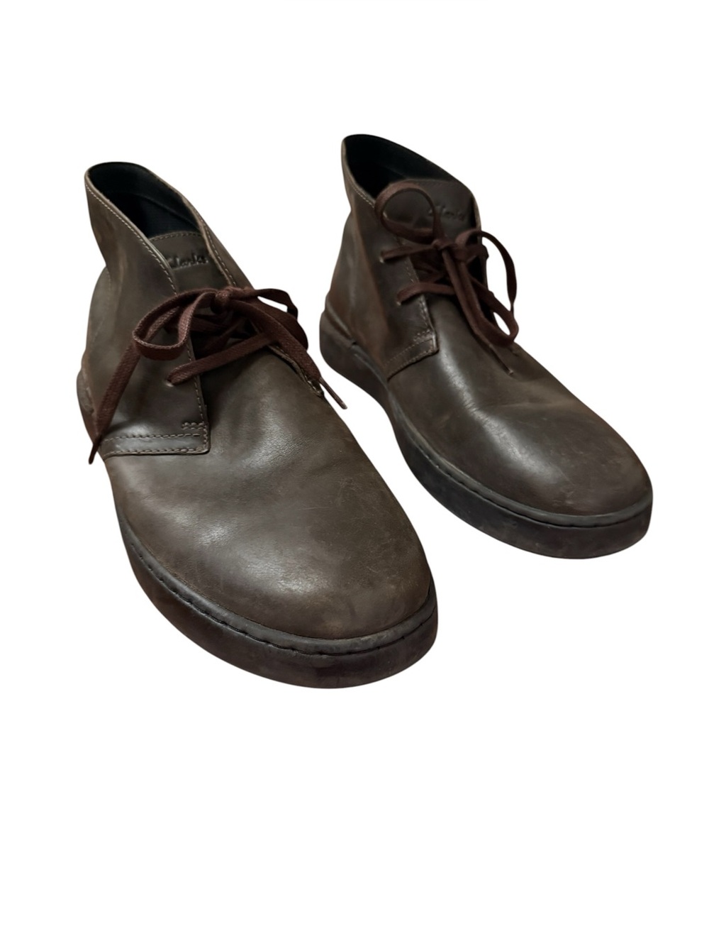 Clarks Courtlite DBT Dark Brown Leather Chukka Boots Lace-Up Size 10.5 M